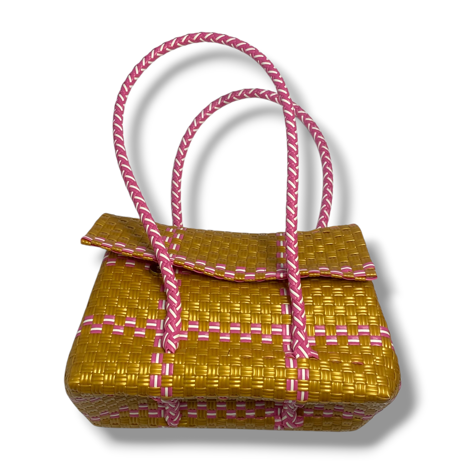 Pink Gold Woven Bag